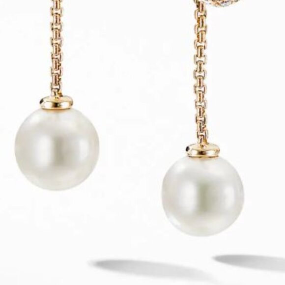 David Yurman Solari Chain earrings. 10.39mm pearls on dangle chains - Picture 7 of 8